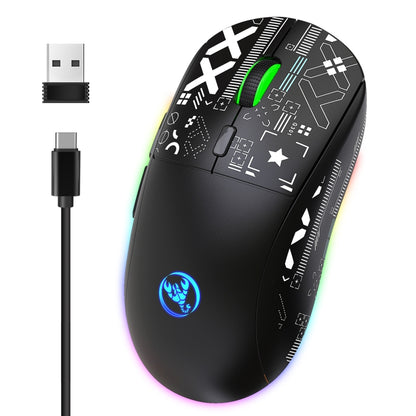 HXSJ T90 RGB Light Three-mode Wireless Gaming Mouse(Black) - Wireless Mice by HXSJ | Online Shopping South Africa | PMC Jewellery | Buy Now Pay Later Mobicred