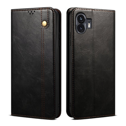 For Nothing Phone 2 Oil Wax Crazy Horse Texture Leather Phone Case(Black) - More Brand by PMC Jewellery | Online Shopping South Africa | PMC Jewellery