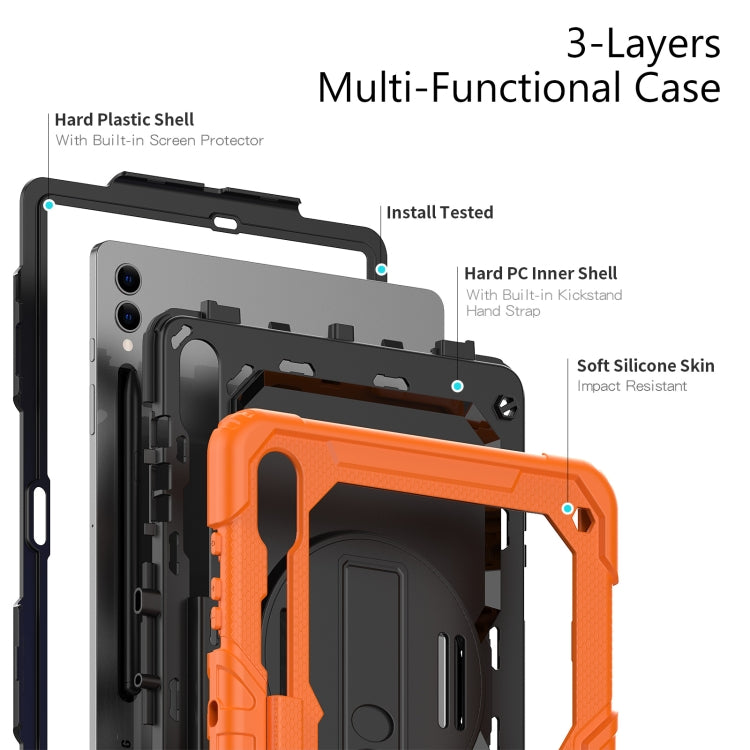 For Samsung Galaxy Tab S10+ / S9+ / S9 FE+ Silicone + PC Tablet Case(Orange+Black) - Galaxy Tab S9+ Cases by PMC Jewellery | Online Shopping South Africa | PMC Jewellery | Buy Now Pay Later Mobicred
