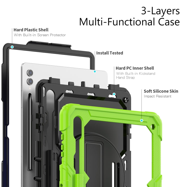 For Samsung Galaxy Tab S9 Ultra / S10 Ultra Silicone Hybrid PC Tablet Protective Case(Yellow Green+Black) - Galaxy Tab S9 Ultra Cases by PMC Jewellery | Online Shopping South Africa | PMC Jewellery | Buy Now Pay Later Mobicred