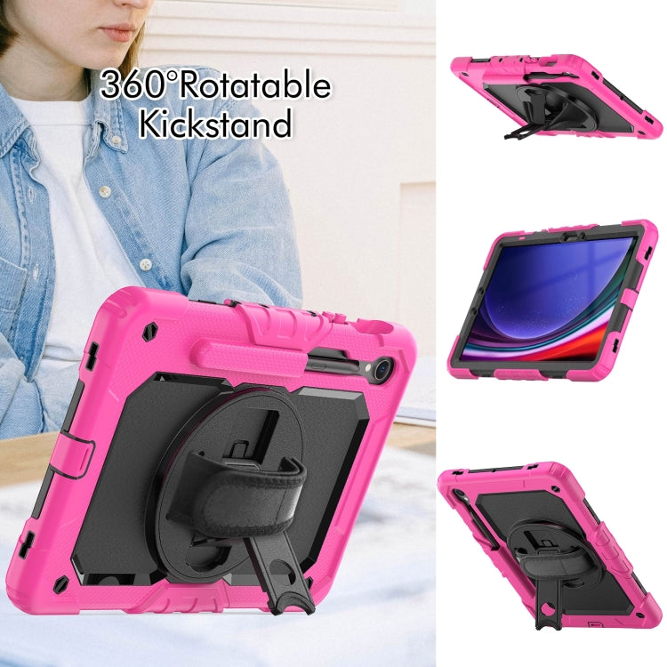 For Samsung Galaxy Tab S9 / S9 FE Silicone Hybrid PC Tablet Protective Case(Rose Red+Black) - Galaxy Tab S9 Cases by PMC Jewellery | Online Shopping South Africa | PMC Jewellery | Buy Now Pay Later Mobicred