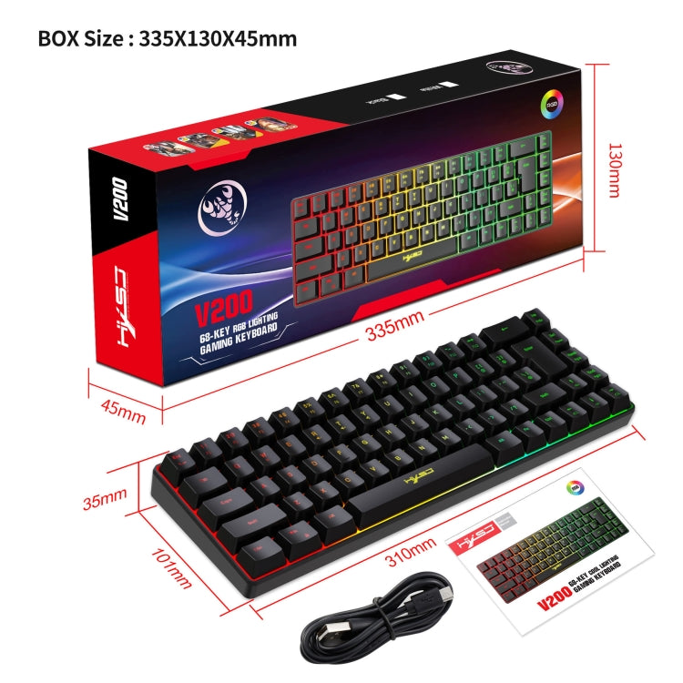 HXSJ V200 Wired RGB Backlit Mechanical Keyboard 68 Key Caps, Cable Length: 1.7m(Black) - Wired Keyboard by HXSJ | Online Shopping South Africa | PMC Jewellery | Buy Now Pay Later Mobicred