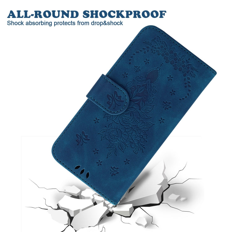 For Honor 90 Lite Butterfly Rose Embossed Leather Phone Case(Blue) - Honor Cases by PMC TechLife | Online Shopping South Africa | PMC TechLife | Buy Now Pay Later Mobicred