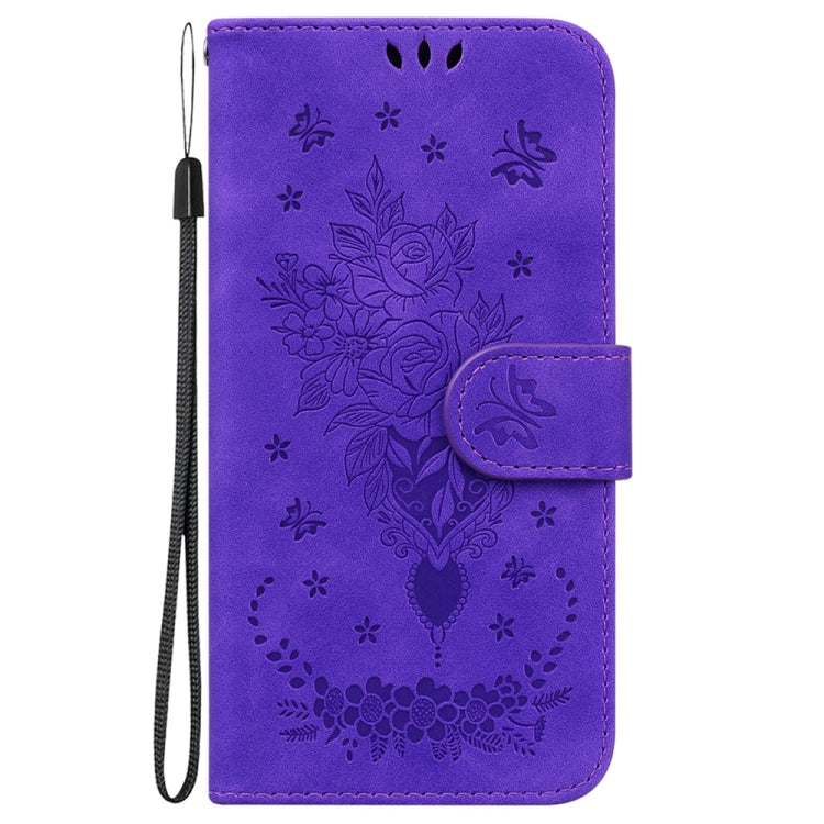 For Honor X5 Plus / Play 40C Butterfly Rose Embossed Leather Phone Case(Purple) - Honor Cases by PMC Jewellery | Online Shopping South Africa | PMC Jewellery