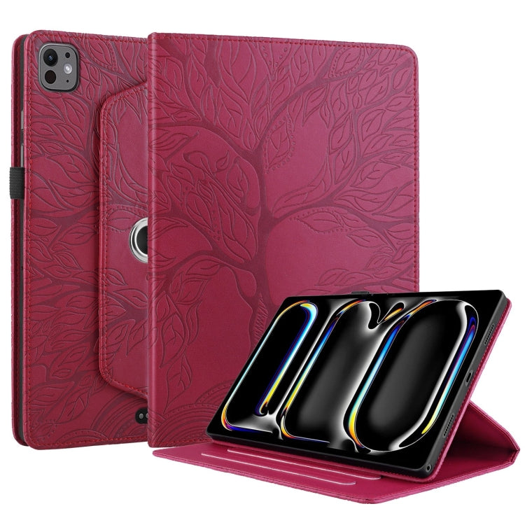 For iPad Pro 11 2024 Tree Life Embossed Rotation Leather Smart Tablet Case(Red) - iPad Pro 11 2024 Cases by PMC Jewellery | Online Shopping South Africa | PMC Jewellery | Buy Now Pay Later Mobicred