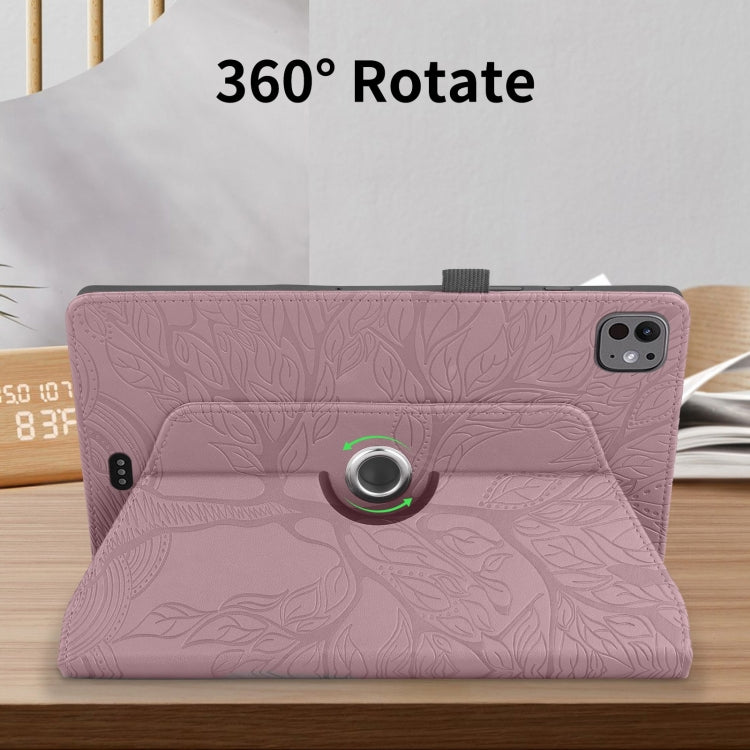 For iPad Pro 13 2024 Tree Life Embossed Rotation Leather Smart Tablet Case(Rose Gold) - iPad Pro 13 2024 Cases by PMC TechLife | Online Shopping South Africa | PMC TechLife | Buy Now Pay Later Mobicred