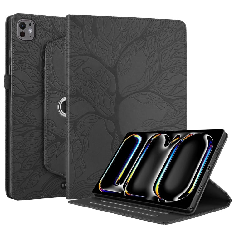For iPad Pro 13 2024 Tree Life Embossed Rotation Leather Smart Tablet Case(Black) - free shipping - PMC TechLife - Order now!