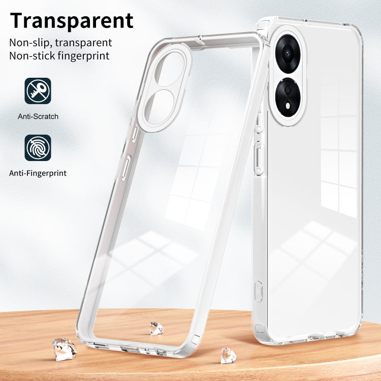 For OPPO A78 4G 3 in 1 Clear TPU Color PC Frame Phone Case(White) - OPPO Cases by PMC Jewellery | Online Shopping South Africa | PMC Jewellery | Buy Now Pay Later Mobicred