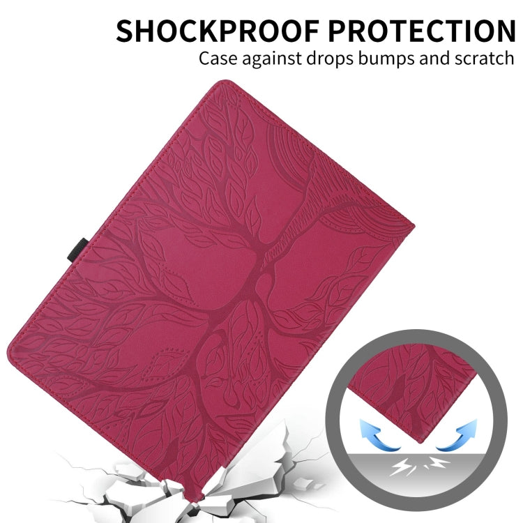 For Samsung Galaxy Tab S9 / S7 / S8 Tree Life Embossed Rotation Leather Tablet Case(Red) - Galaxy Tab S9 Cases by PMC Jewellery | Online Shopping South Africa | PMC Jewellery | Buy Now Pay Later Mobicred