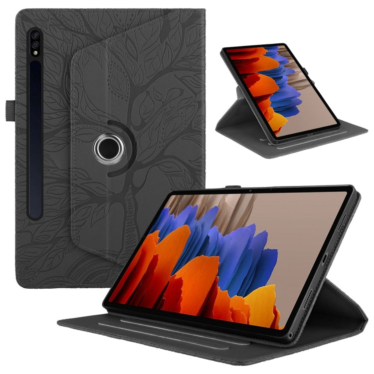 For Samsung Galaxy Tab S10 / S8 / S7 Tree Life Embossed Rotation Leather Tablet Case(Black) - Tab S10 Cases by PMC Jewellery | Online Shopping South Africa | PMC Jewellery | Buy Now Pay Later Mobicred