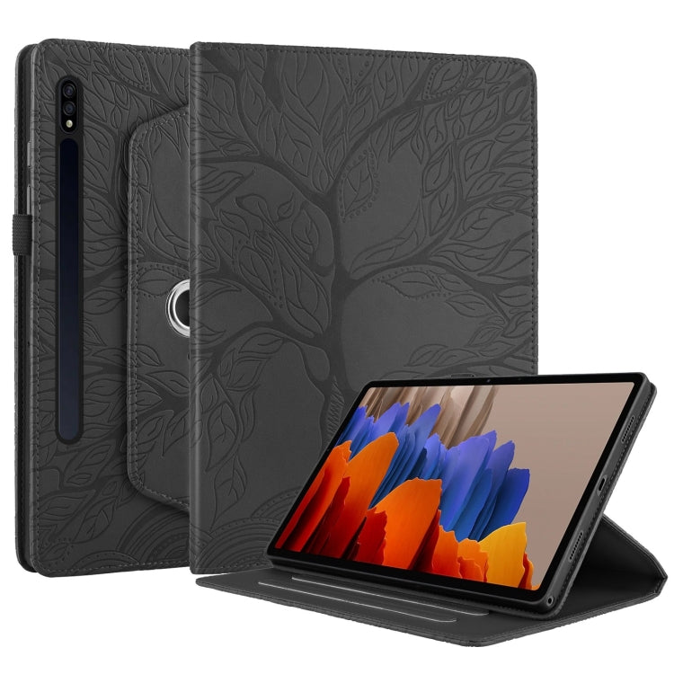 For Samsung Galaxy Tab S10 / S8 / S7 Tree Life Embossed Rotation Leather Tablet Case(Black) - Tab S10 Cases by PMC Jewellery | Online Shopping South Africa | PMC Jewellery | Buy Now Pay Later Mobicred