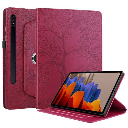 For Samsung Galaxy Tab S10+ / S9+ / S8+ Tree Life Embossed Rotation Leather Tablet Case(Red) - Tab A7 Lite T220 / T225 by PMC Jewellery | Online Shopping South Africa | PMC Jewellery | Buy Now Pay Later Mobicred