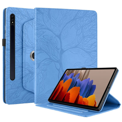 For Samsung Galaxy Tab S9+ / S8+ / S7+ Tree Life Embossed Rotation Leather Tablet Case(Blue) - Tab A7 Lite T220 / T225 by PMC Jewellery | Online Shopping South Africa | PMC Jewellery