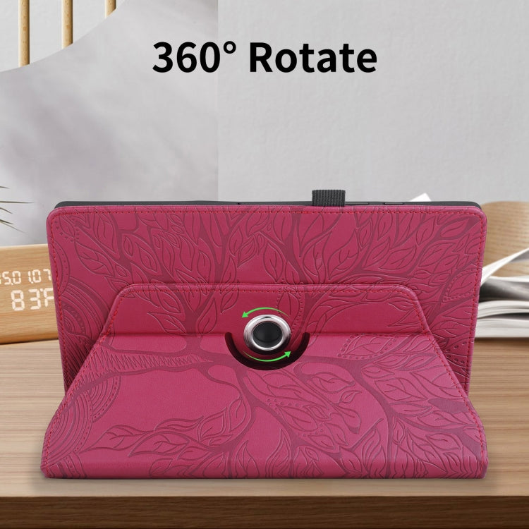 For Amazon Kindle Fire HD8 2022 / 2020 Tree Life Embossed Rotation Leather Tablet Case(Red) - Amazon by PMC TechLife | Online Shopping South Africa | PMC TechLife | Buy Now Pay Later Mobicred