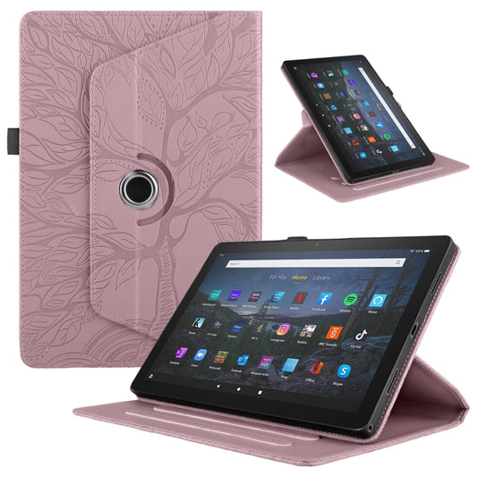 For Amazon Kindle Fire HD8 2022 / 2020 Tree Life Embossed Rotation Leather Tablet Case(Rose Gold) - Amazon by PMC Jewellery | Online Shopping South Africa | PMC Jewellery | Buy Now Pay Later Mobicred