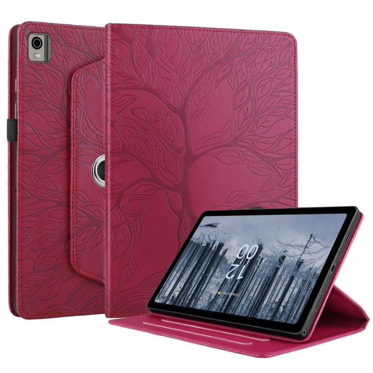 For Nokia T21 Tree Life Embossed Rotation Leather Tablet Case(Red) - Nokia by PMC TechLife | Online Shopping South Africa | PMC TechLife | Buy Now Pay Later Mobicred