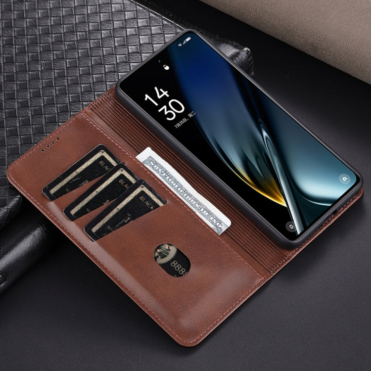 For OPPO K11 5G / OnePlus Nord CE3 AZNS Magnetic Calf Texture Flip Leather Phone Case(Dark Brown) - OPPO Cases by AZNS | Online Shopping South Africa | PMC Jewellery