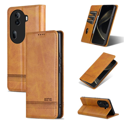 For OPPO Reno11 China AZNS Magnetic Calf Texture Flip Leather Phone Case(Light Brown) - Reno11 Cases by AZNS | Online Shopping South Africa | PMC Jewellery | Buy Now Pay Later Mobicred