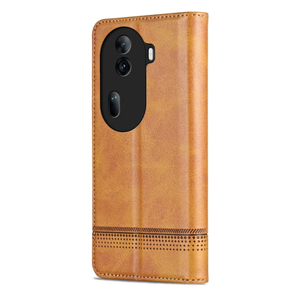 For OPPO Reno11 China AZNS Magnetic Calf Texture Flip Leather Phone Case(Light Brown) - Reno11 Cases by AZNS | Online Shopping South Africa | PMC Jewellery | Buy Now Pay Later Mobicred