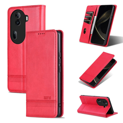 For OPPO Reno11 China AZNS Magnetic Calf Texture Flip Leather Phone Case(Red) - Reno11 Cases by AZNS | Online Shopping South Africa | PMC Jewellery | Buy Now Pay Later Mobicred