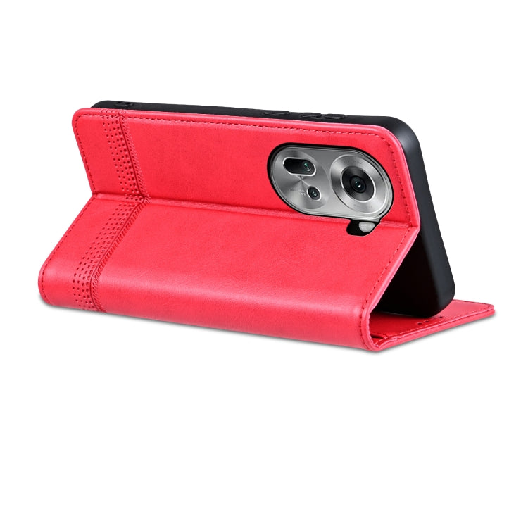 For OPPO Reno11 Global AZNS Magnetic Calf Texture Flip Leather Phone Case(Red) - Reno11 Cases by AZNS | Online Shopping South Africa | PMC Jewellery | Buy Now Pay Later Mobicred