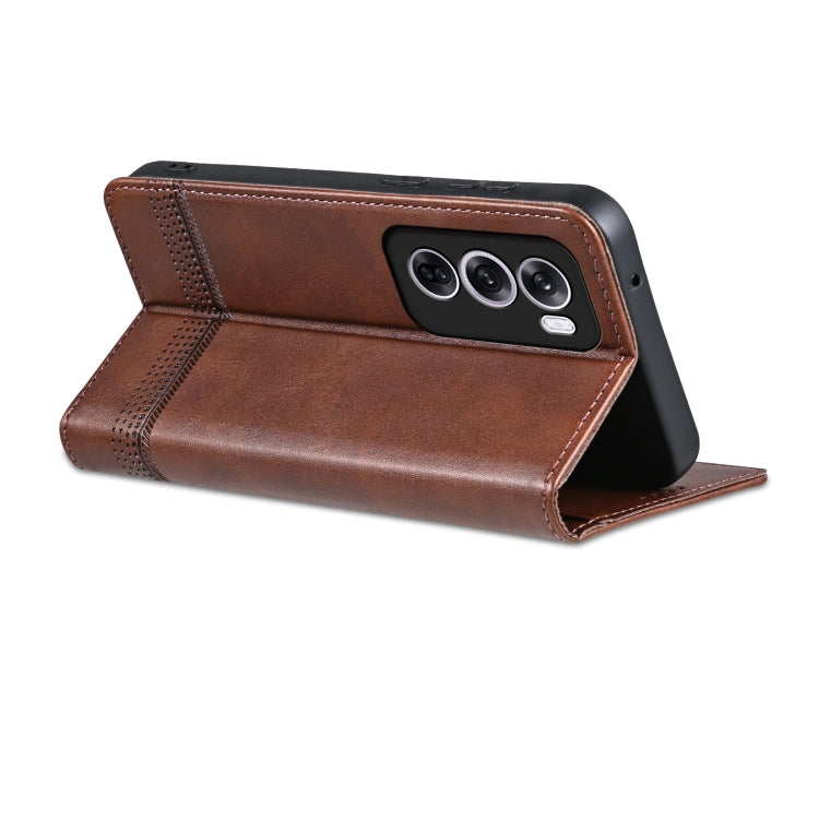 For OPPO Reno12 Global AZNS Magnetic Calf Texture Flip Leather Phone Case(Dark Brown) - Reno12 Cases by AZNS | Online Shopping South Africa | PMC Jewellery | Buy Now Pay Later Mobicred