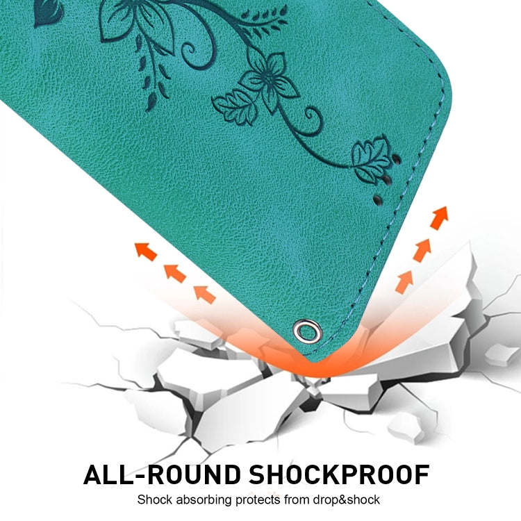 For Google Pixel 9 Pro Lily Embossed Leather Phone Case(Green) - Google Cases by PMC TechLife | Online Shopping South Africa | PMC TechLife | Buy Now Pay Later Mobicred