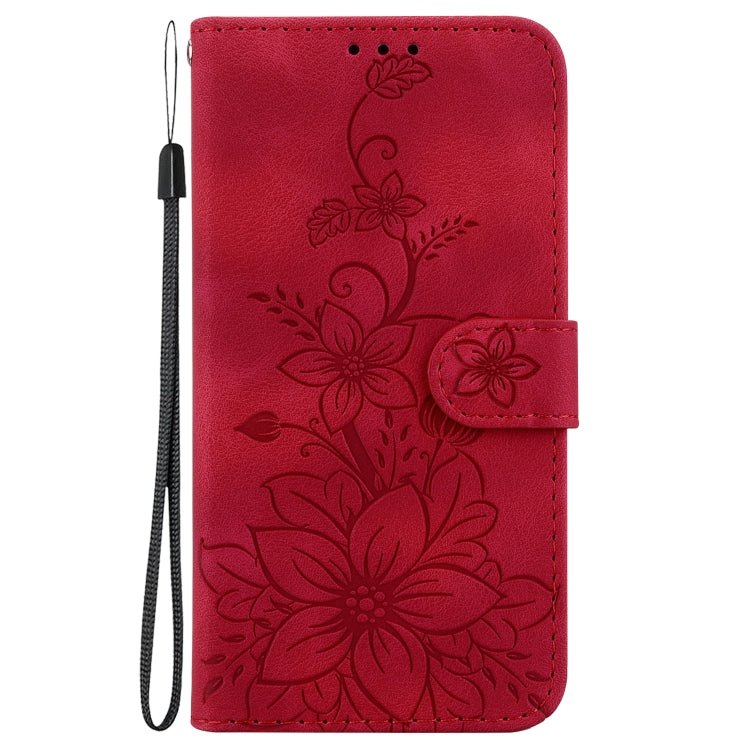 For Google Pixel 9 Pro Lily Embossed Leather Phone Case(Red) - Google Cases by PMC Jewellery | Online Shopping South Africa | PMC Jewellery | Buy Now Pay Later Mobicred