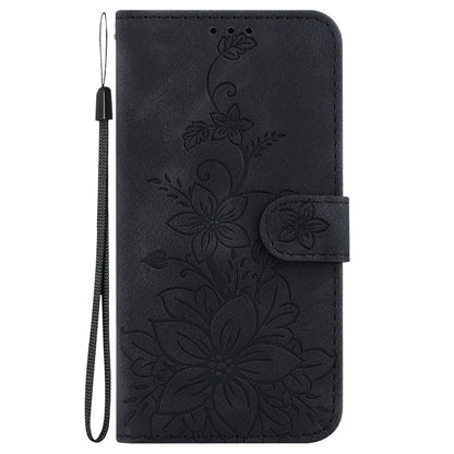 For Google Pixel 9 Lily Embossed Leather Phone Case(Black) - Google Cases by PMC Jewellery | Online Shopping South Africa | PMC Jewellery | Buy Now Pay Later Mobicred