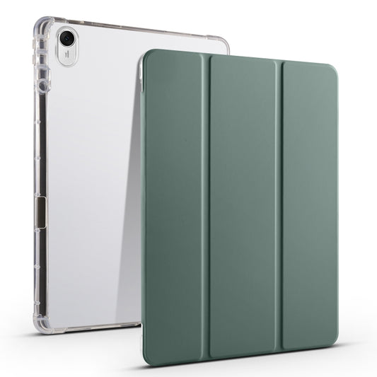 For Huawei MatePad 11.5 2023 3-folding Transparent TPU Smart Leather Tablet Case(Dark Night Green) - Huawei by PMC Jewellery | Online Shopping South Africa | PMC Jewellery | Buy Now Pay Later Mobicred