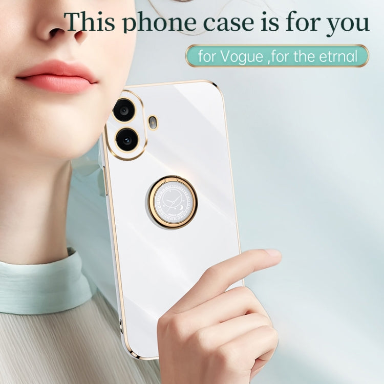 For Nothing CMF Phone 1 XINLI Straight Edge 6D Electroplate TPU Phone Case with Ring Holder(Mint Green) - More Brand by XINLI | Online Shopping South Africa | PMC Jewellery | Buy Now Pay Later Mobicred