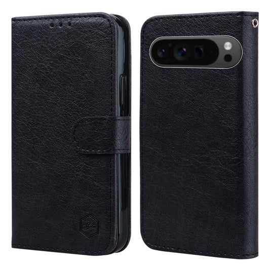 For Google Pixel 9 Pro Skin Feeling Oil Leather Texture PU + TPU Phone Case(Black) - Google Cases by PMC Jewellery | Online Shopping South Africa | PMC Jewellery | Buy Now Pay Later Mobicred