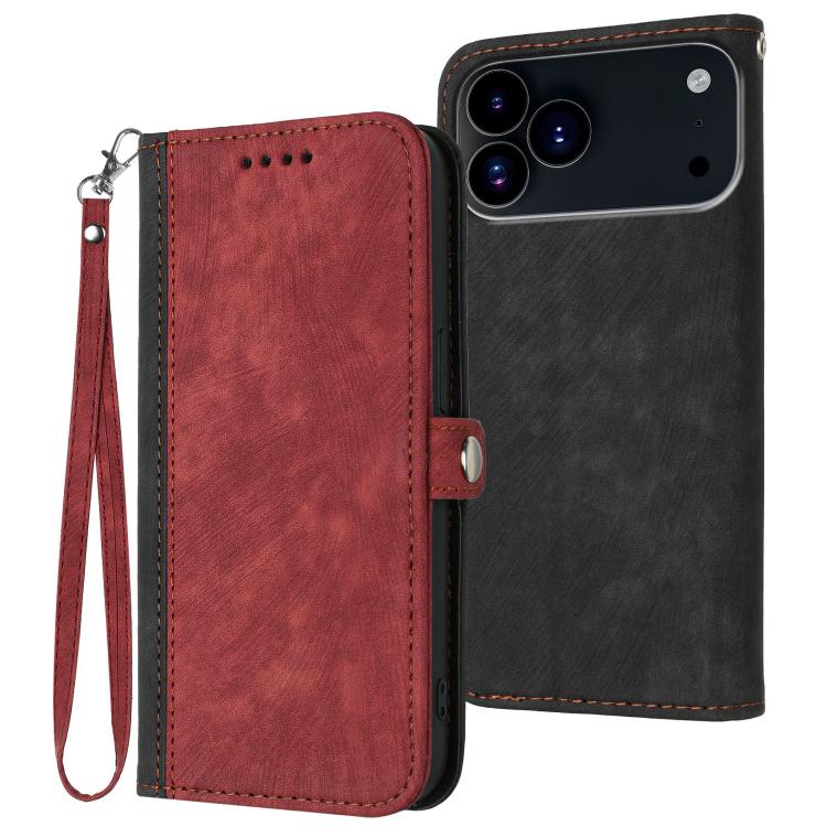 For iPhone 17 Pro Max Side Buckle Double Fold Hand Strap Leather Phone Case(Red) - free shipping - PMc TechLife - Order now!