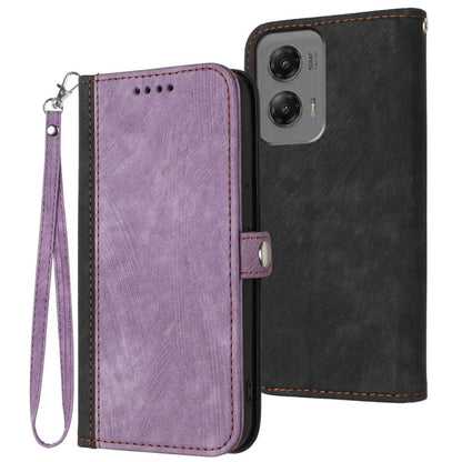 For Motorola Moto G Stylus 5G 2024 Side Buckle Double Fold Hand Strap Leather Phone Case(Purple) - Motorola Cases by PMC Jewellery | Online Shopping South Africa | PMC Jewellery | Buy Now Pay Later Mobicred