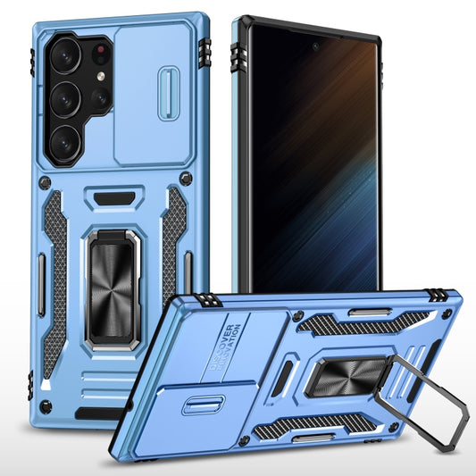 For Samsung Galaxy S24 Ultra 5G Armor PC + TPU Camera Shield Phone Case(Light Blue) - Galaxy S24 Ultra 5G Cases by PMC Jewellery | Online Shopping South Africa | PMC Jewellery