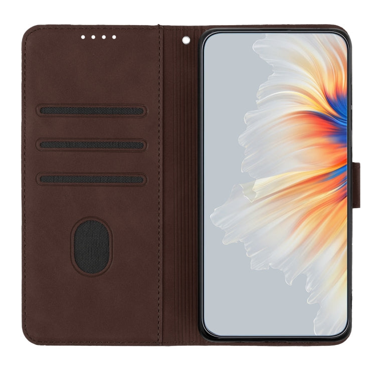 For Huawei Pura 70 Pro/70 Pro+ Heart Pattern Skin Feel Leather Phone Case(Brown) - Huawei Cases by PMC Jewellery | Online Shopping South Africa | PMC Jewellery | Buy Now Pay Later Mobicred