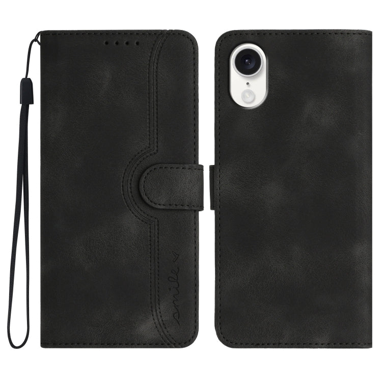 For iPhone SE 2024 Heart Pattern Skin Feel Leather Phone Case(Black) - More iPhone Cases by PMC Jewellery | Online Shopping South Africa | PMC Jewellery | Buy Now Pay Later Mobicred