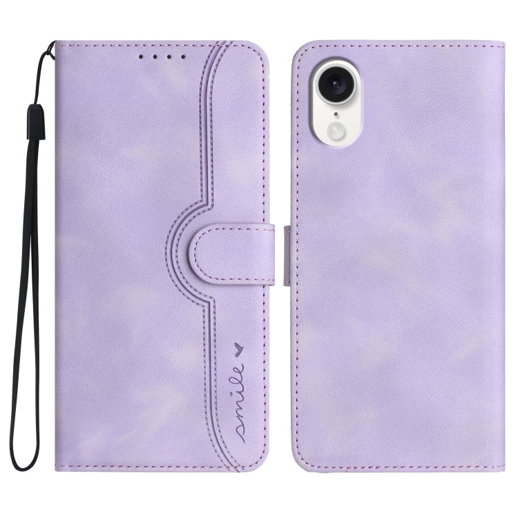 For iPhone SE 2024 Heart Pattern Skin Feel Leather Phone Case(Purple) - More iPhone Cases by PMC Jewellery | Online Shopping South Africa | PMC Jewellery | Buy Now Pay Later Mobicred