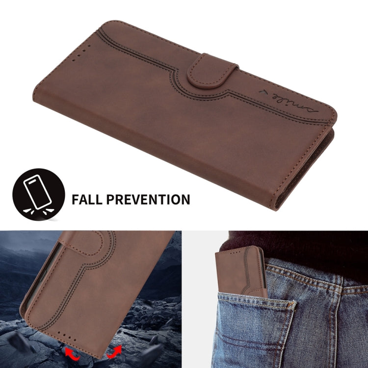 For iPhone 16 Plus Heart Pattern Skin Feel Leather Phone Case(Brown) - iPhone 16 Plus Cases by PMC TechLife | Online Shopping South Africa | PMC TechLife | Buy Now Pay Later Mobicred