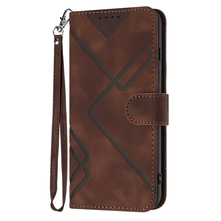 For Huawei Pura 70 Line Pattern Skin Feel Leather Phone Case(Coffee) - Huawei Cases by PMC Jewellery | Online Shopping South Africa | PMC Jewellery | Buy Now Pay Later Mobicred