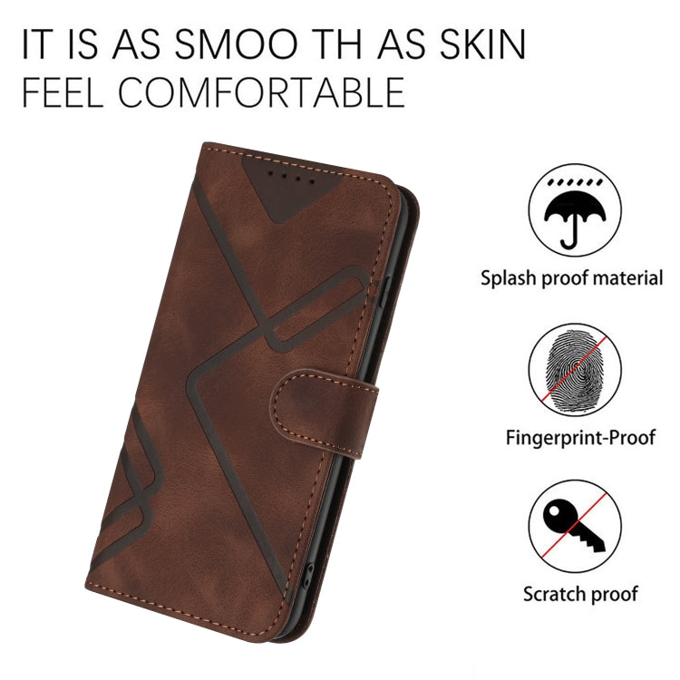For Huawei Pura 70 Line Pattern Skin Feel Leather Phone Case(Coffee) - Huawei Cases by PMC Jewellery | Online Shopping South Africa | PMC Jewellery | Buy Now Pay Later Mobicred