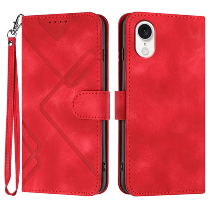 For iPhone SE 2024 Line Pattern Skin Feel Leather Phone Case(Red) - More iPhone Cases by PMC Jewellery | Online Shopping South Africa | PMC Jewellery | Buy Now Pay Later Mobicred