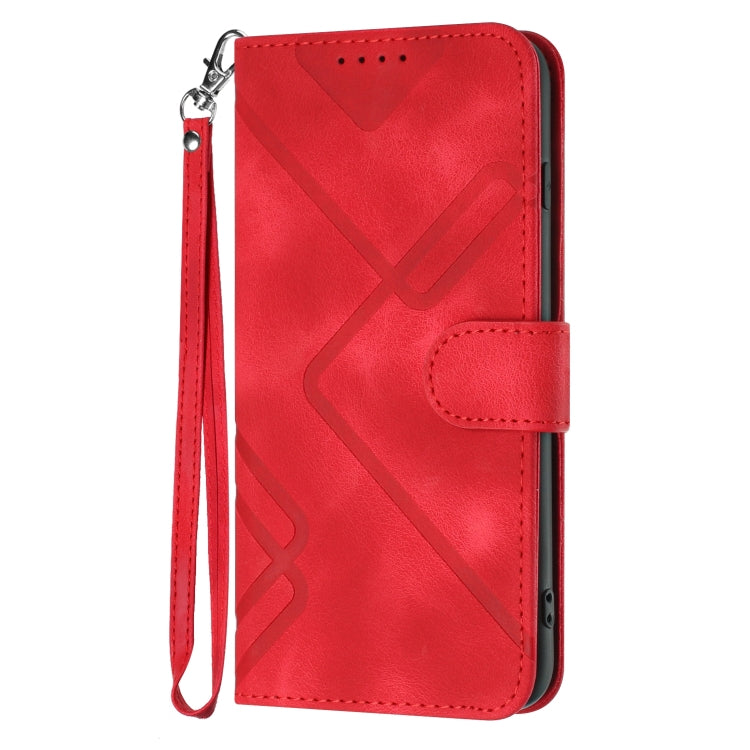 For iPhone SE 2024 Line Pattern Skin Feel Leather Phone Case(Red) - More iPhone Cases by PMC Jewellery | Online Shopping South Africa | PMC Jewellery | Buy Now Pay Later Mobicred