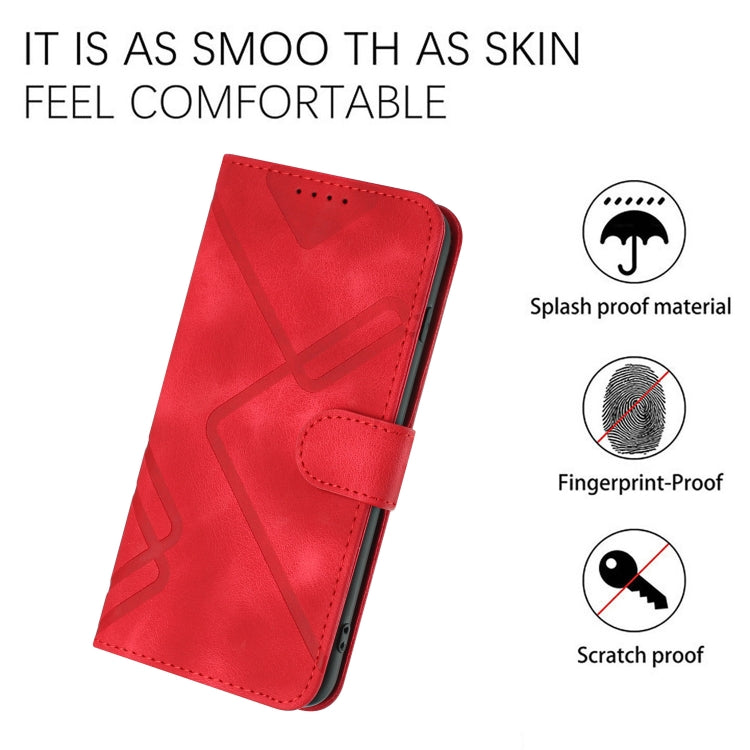 For iPhone SE 2024 Line Pattern Skin Feel Leather Phone Case(Red) - More iPhone Cases by PMC Jewellery | Online Shopping South Africa | PMC Jewellery | Buy Now Pay Later Mobicred