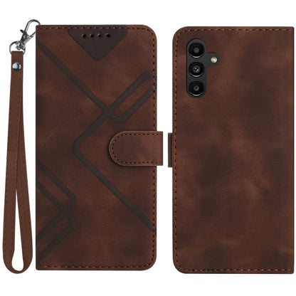 For Samsung Galaxy S23 FE 5G Line Pattern Skin Feel Leather Phone Case(Coffee) - Galaxy S23 FE 5G Cases by PMC Jewellery | Online Shopping South Africa | PMC Jewellery