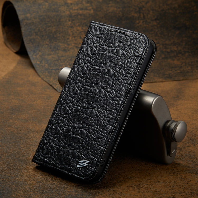 For iPhone 16 Fierre Shann Crocodile Texture Magnetic Genuine Leather Phone Case(Black) - free shipping - PMC Jewellery - Order now!