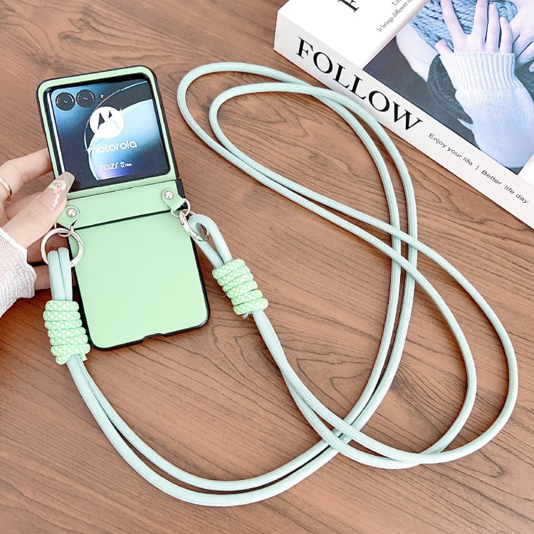 For Motorola Razr 40 Ultra Morandi Leather Texture Phone Case With Lanyard(Green) - Motorola Cases by PMC Jewellery | Online Shopping South Africa | PMC Jewellery | Buy Now Pay Later Mobicred