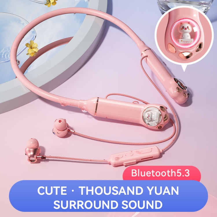 K1692 Meow Planet Neck-mounted Noise Reduction Sports Bluetooth Earphones(Blue) - Neck-mounted Earphone by PMC Jewellery | Online Shopping South Africa | PMC Jewellery | Buy Now Pay Later Mobicred