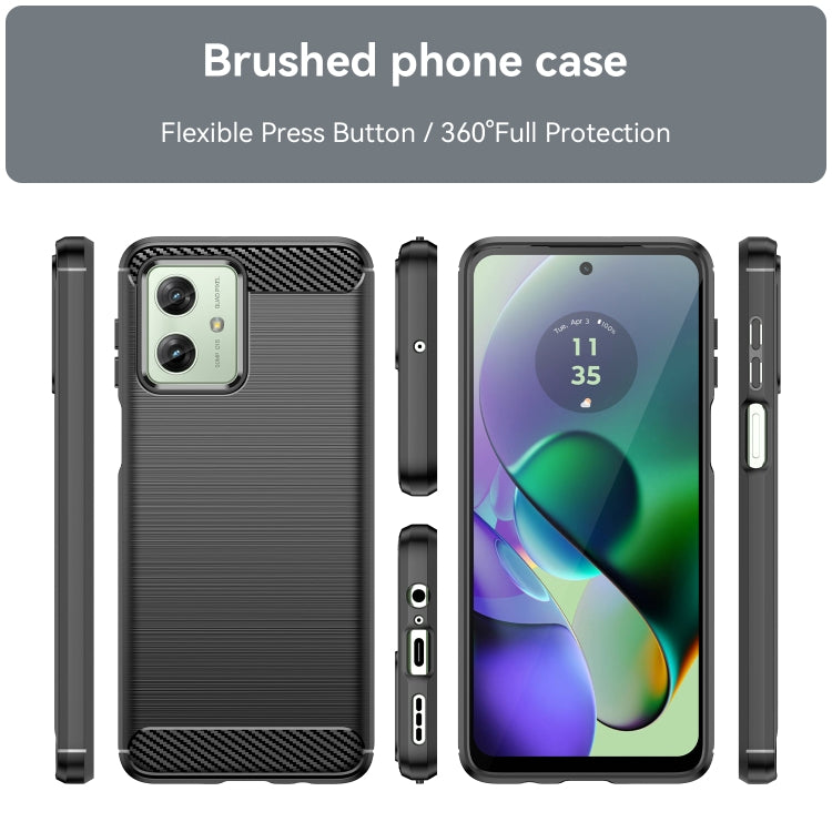 For Motorola Moto G54 Global Brushed Texture Carbon Fiber TPU Phone Case(Black) - Motorola Cases by PMC Jewellery | Online Shopping South Africa | PMC Jewellery | Buy Now Pay Later Mobicred