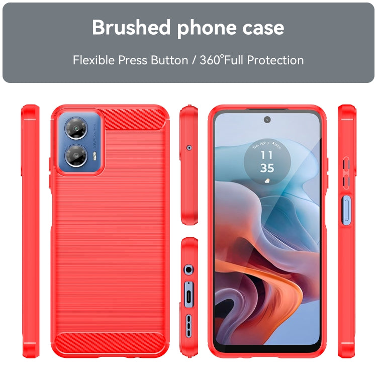 For Motorola Moto G34 Brushed Texture Carbon Fiber TPU Phone Case(Red) - Motorola Cases by PMC Jewellery | Online Shopping South Africa | PMC Jewellery | Buy Now Pay Later Mobicred